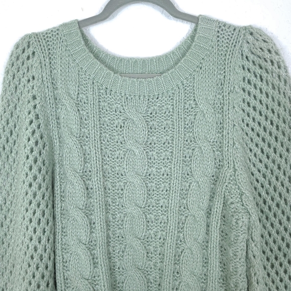 LoveShackFancy Rosie Cabled Knit Cozy Metallic Alpaca Sweater - Picture 4 of 8